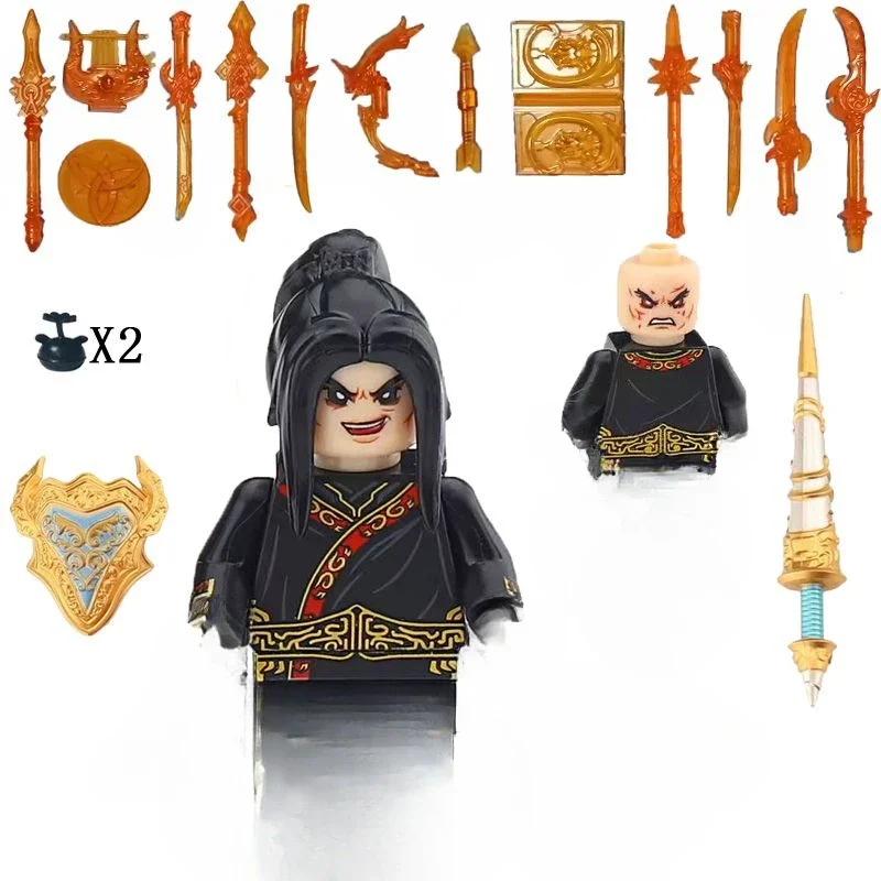 Three Kingdoms War Generals Building Blocks Man Model Assembled Ornaments Toys for Children's Gifts Holiday Desktop Decoration