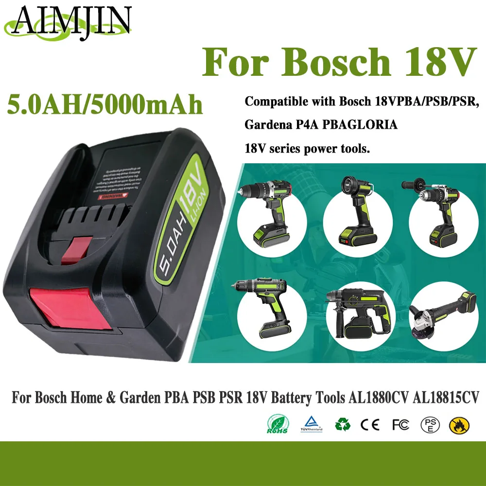 

For Bosch PBA 18V brand new Replacement Battery 5.0Ah Home & Garden PBA PSB PSR 18V Battery Tools AL1880CV AL18815CV