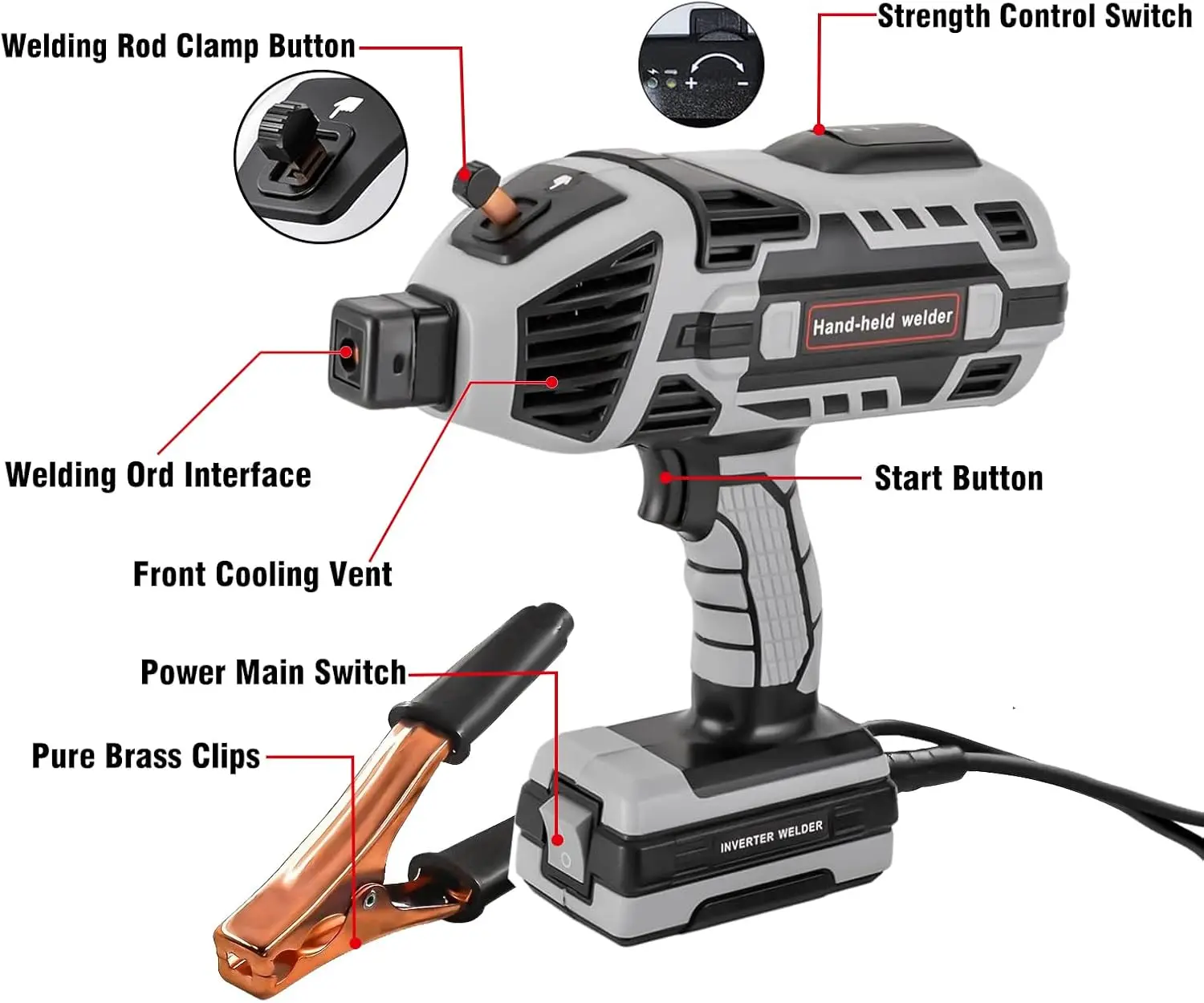 

110VPortable Welding Machine,5-Level Current Adjustment (20-120A),Handheld ARC Welder for 1/16"-1/8" Rods,Includes Carrying Case