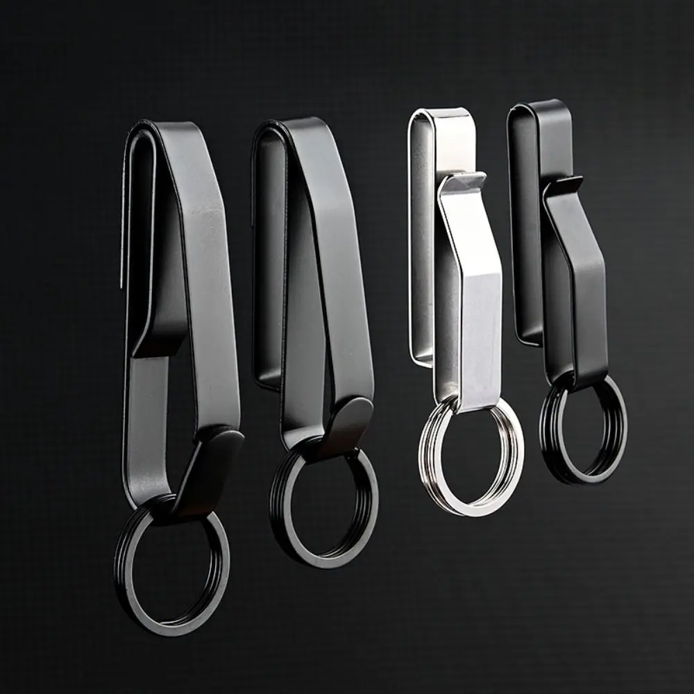 Stainless Steel Car Key Holder Carabiner Clip Anti-Lost Belt Buckle Durable 2 Rings Car Key Buckle Outdoor Activities
