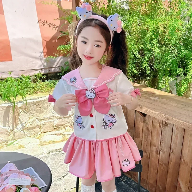 Sanrio Kuromi Children's CosPlay Academy Style Pleated Skirt Girl Kawaii Princess Clothes Children's JK Uniform Birthday Gifts