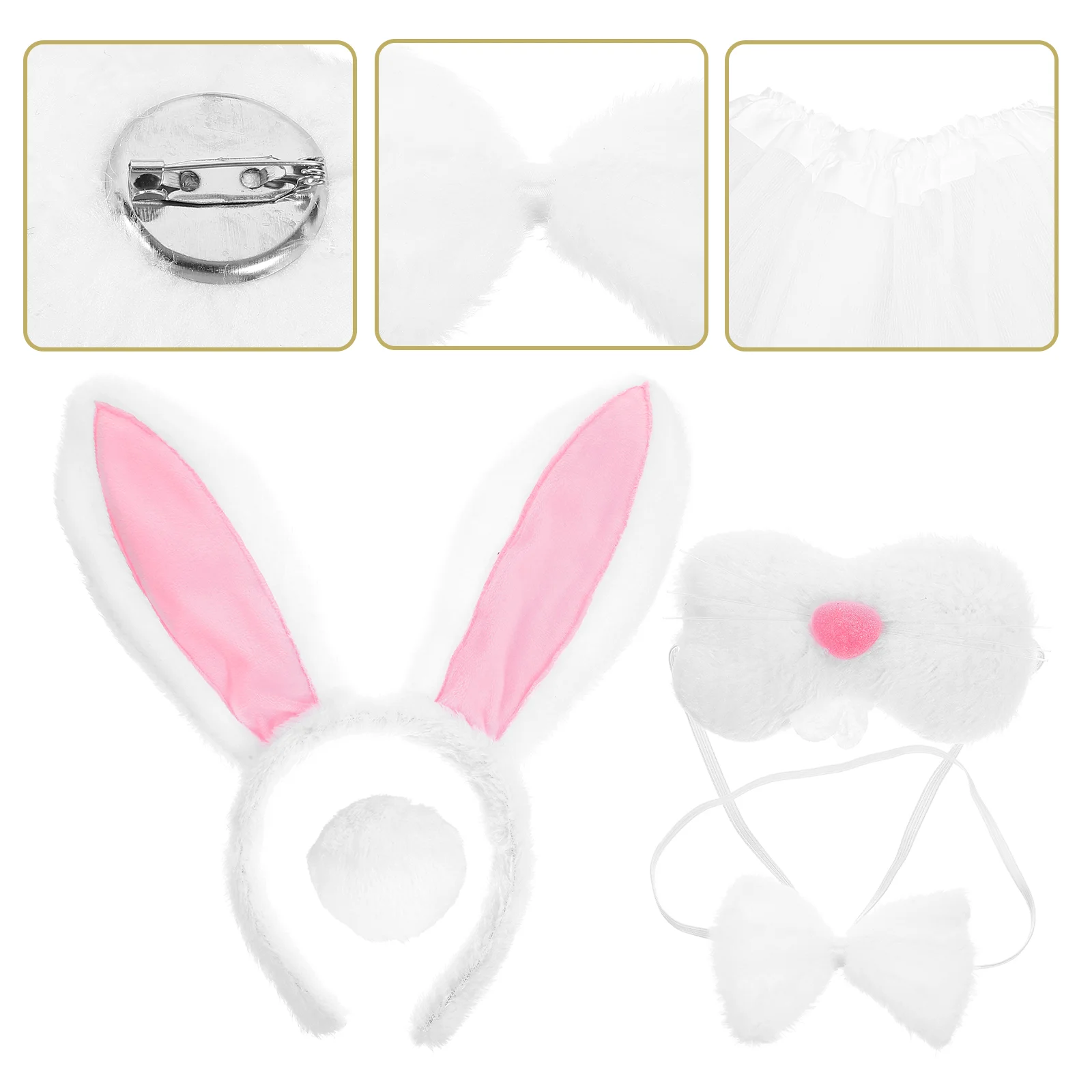 

Rabbit Ears Headband Set Plush Chinchilla Cage Accessories Bunny Pig Bunnies Mask