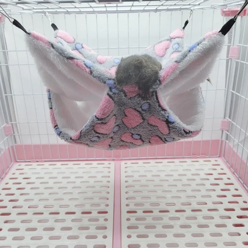 Cozy Winter Hanging Pet Hammock Warm Thicken Small Animal Sleeping Bag Double-layer Soft Hamster Cage House for Squirrel
