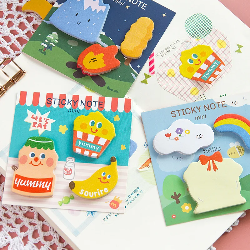 MOHAMM 90 Sheets Kawaii Korean Cartoon Shaped Sticky Notes for Message To Do List Journal Scrapbook Decoration