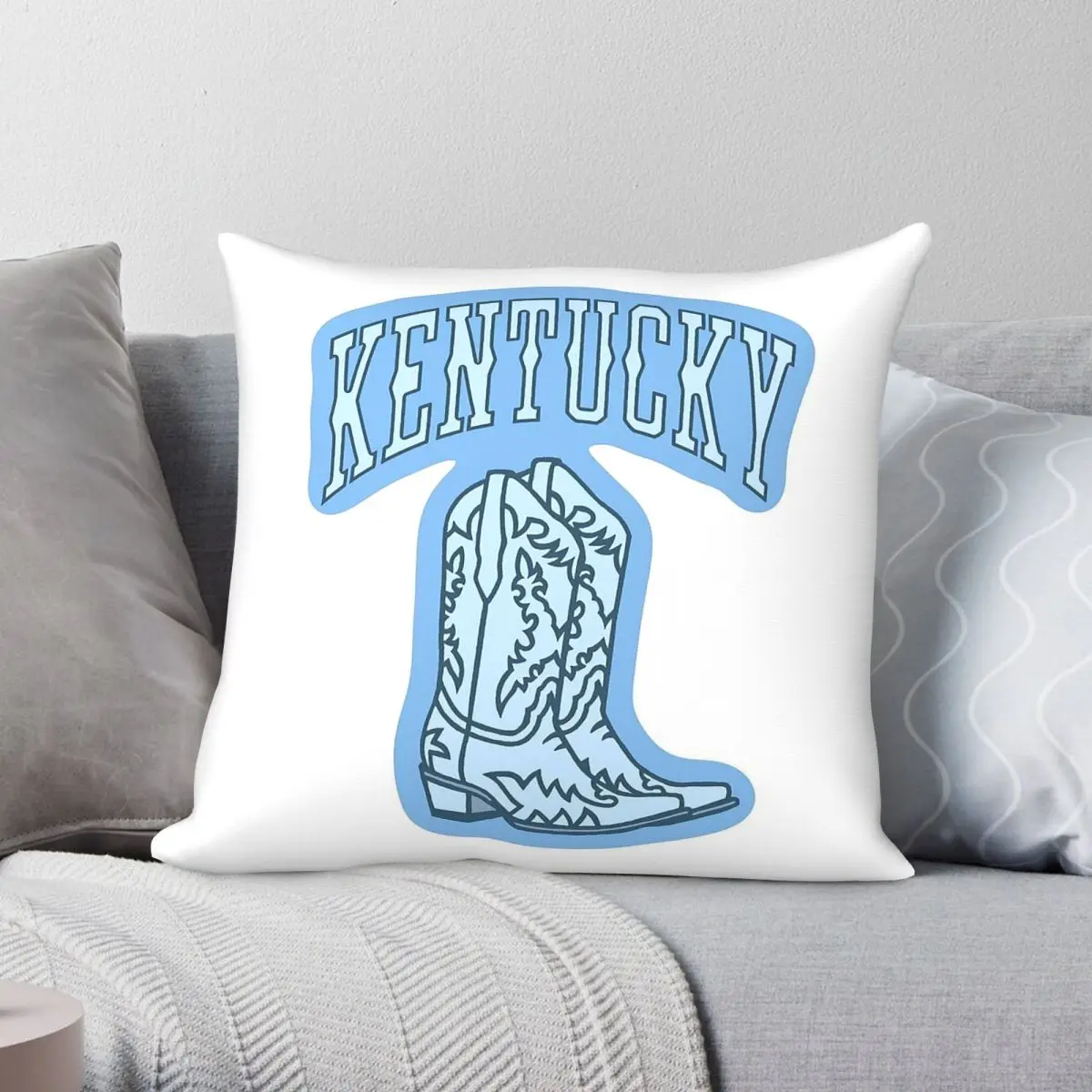 University Of Kentucky Blue Cowboy Boots Square Pillowcase Polyester Linen Velvet Pattern Zip Decorative Pillow Case Sofa Cover