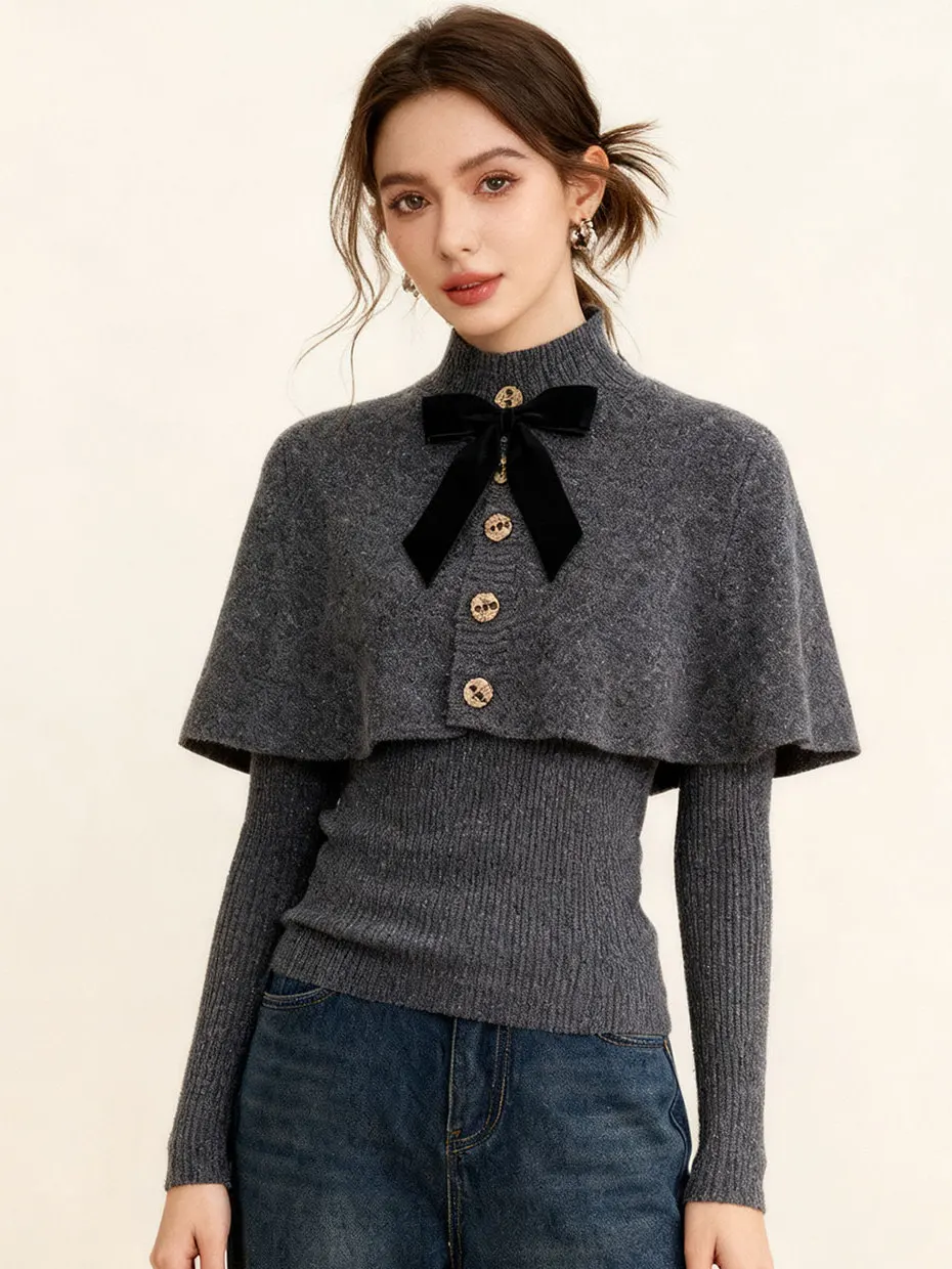 

Korean Style Knot Knitted Fashion Set Women's Winter New Arrival High-End Unique Beautiful Two-Piece Suit