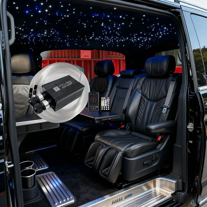 

Double Heads Optic Lighting Smart APP Twinkle Fiber engine RF Voice control Cable Starry Effect Ceiling Lights lamp 28 Key new