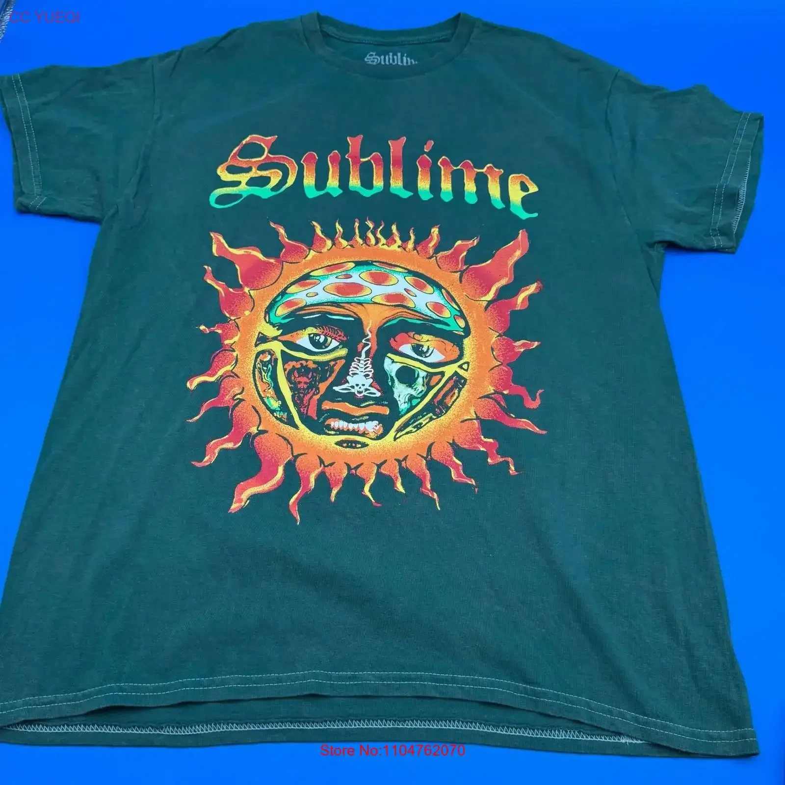 Sublime Sun T Shirt Men's Size Large Green 40oz To Freedom Y2K vintage Washed Comfortable Stretched graphic Unisex