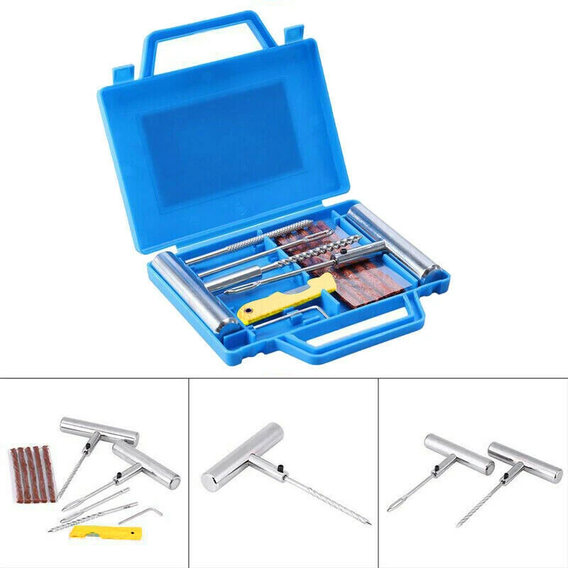 1set Heavy Duty Tire Repair Kit Tubeless Tire Puncture Professional Repair Kit For Car Motorcycle Truck Plug Tyre Mending Tool