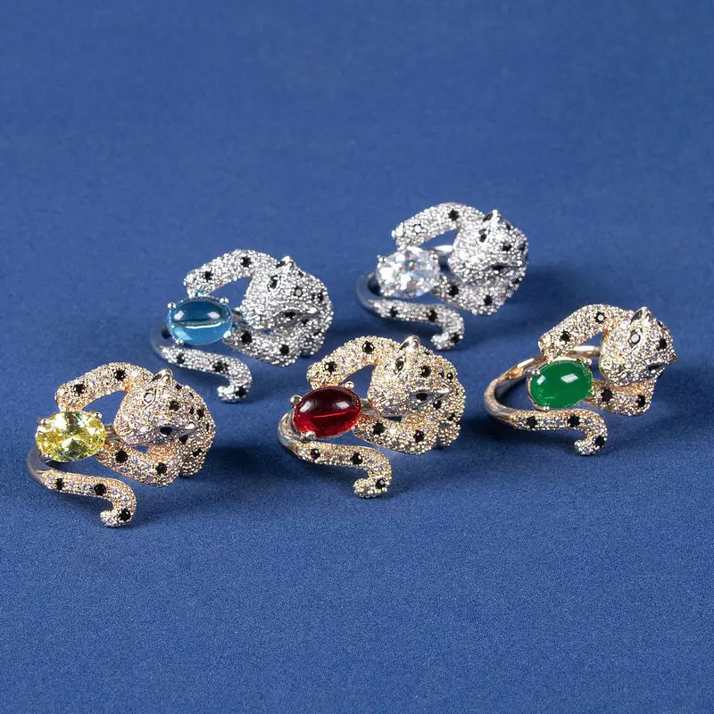 

Bilincolor Fashion Blue Leopard Open Ring for Women