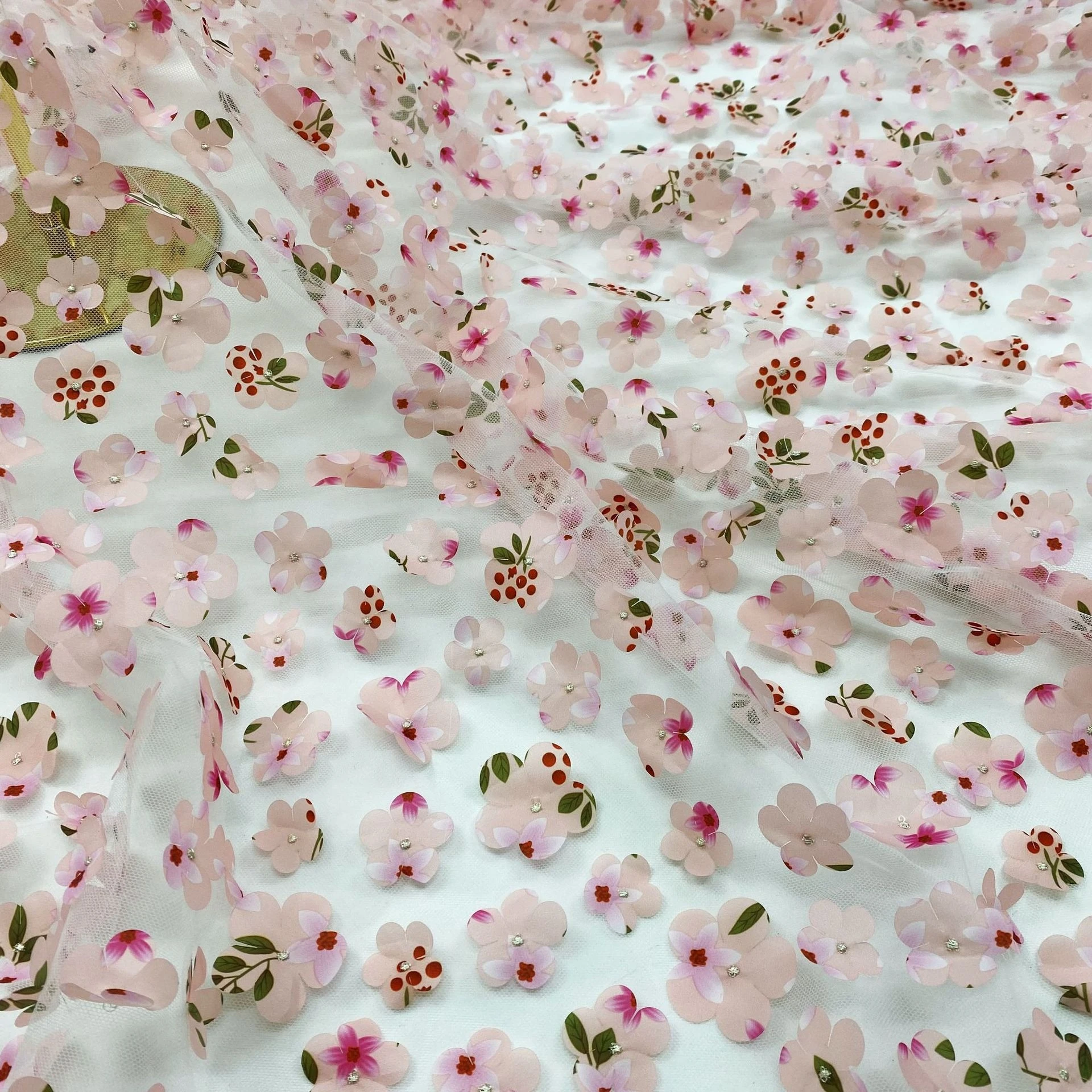 

Трехмерное красивое шифоновое сетчатое платье с цветком вишни, одежда, 3D кружевная ткань