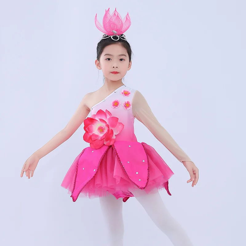 

Children's Ethnic Dance Costumes Festival Stage Performance Clothes Girls Petal Fancy Dress Modern Child Traditional Dancewear