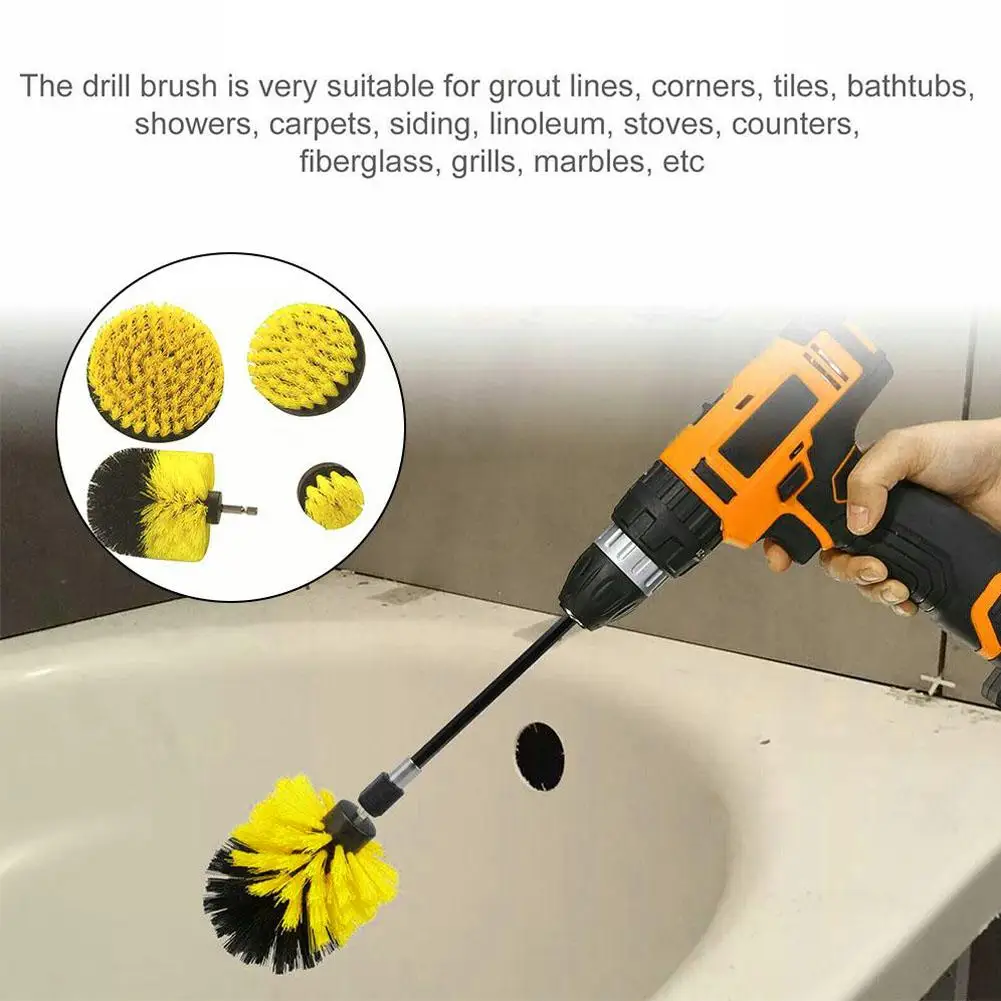 3-teiliges Bohrbürsten-Set, elektrische Reinigungsbürsten, Werkzeugset für Fugen, Boden, Badewanne, Dusche, Fliesen, Badezimmer, Küchenoberflächen – Detail 4