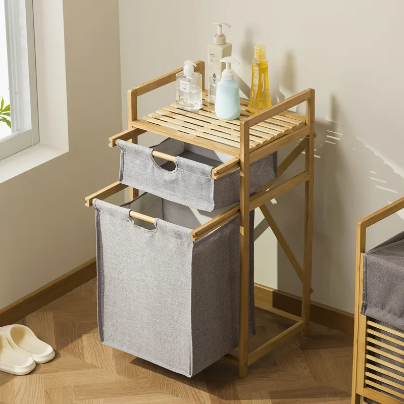 

Dirty clothes storage basket, foldable dirty clothes basket for household bathroom, simple modern bamboo home clothes storage