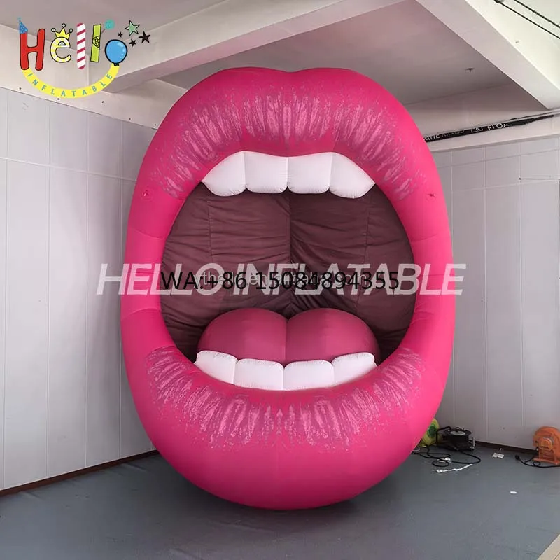 Large Custom Inflatable Pink Lips with Realistic Print for Bar, Carnival & Advertising Decoration