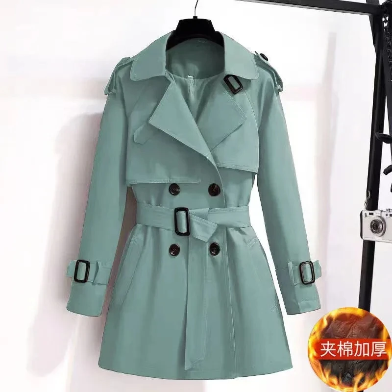 Trench Coat Women's mid length British style slimming down new 2023 Spring Autumn Cotton padded thickened coat for women Parka