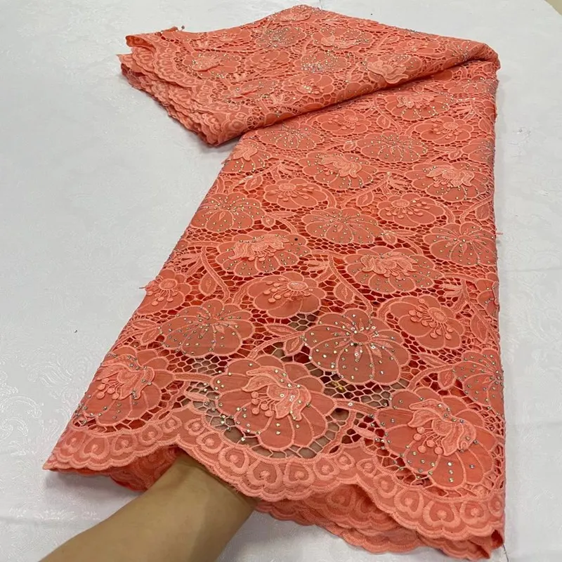 African French Tulle Lace Fabric for Bridal Material New Arrival Cord Guipure Lace Fabric TS2636