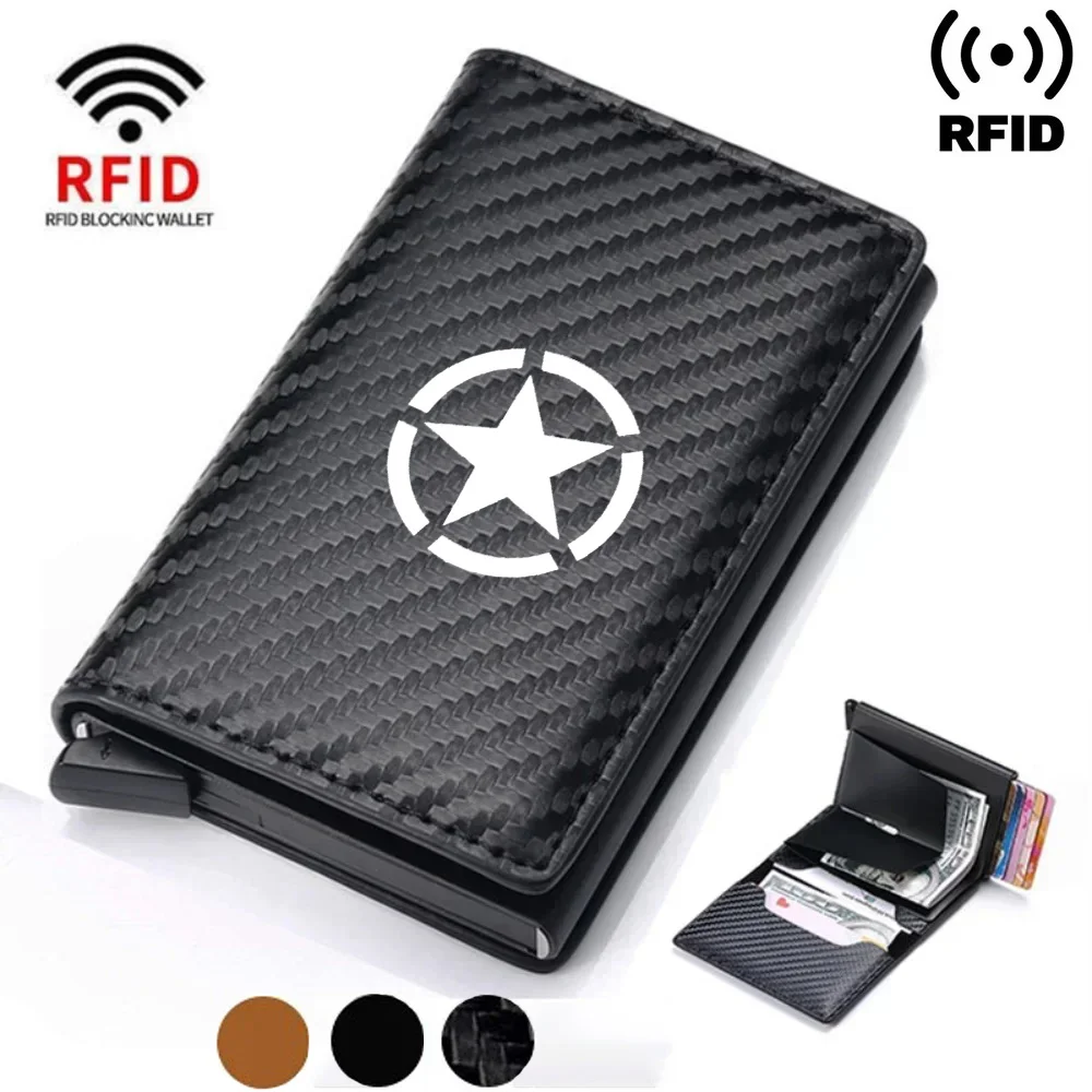 Rfid Credit Card Holder Men Wallets Bank Cardholder Leather Wallets For Jeep CHEROKEE LIBERTY COMPASS PATRIOT car accessories