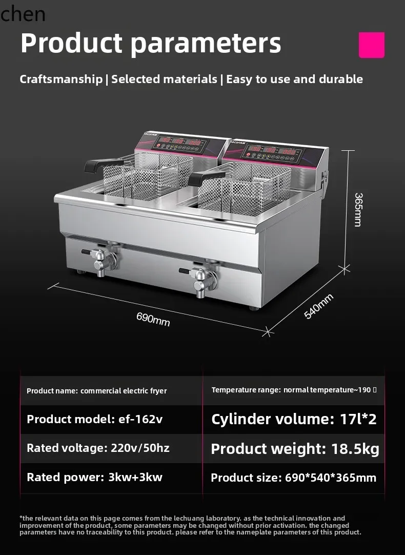

Electric Fryer Commercial Double Cylinder Fryer Fritters Oil Single Cylinder Electric Fryer