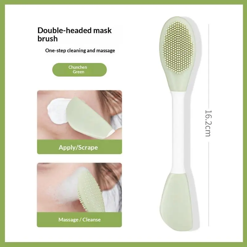 1Pcs Double End Silicone Facial Cleansing Brush With Soft Bristles And Smooth Mask Applicator Perfect For Daily Skincare Home
