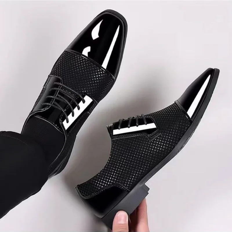 New Social Shoe for Men Leather Casual Dress Shoes Man Breathable In Summer Cheap Liquidation 2024 Style Suit Clothing Italian