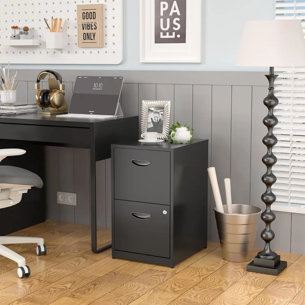 2 Drawer File Cabinets,Metal Office File Cabinet with Lock,Black Filing Cabinets for Home Office,Vertical Modern File Cabinet Of
