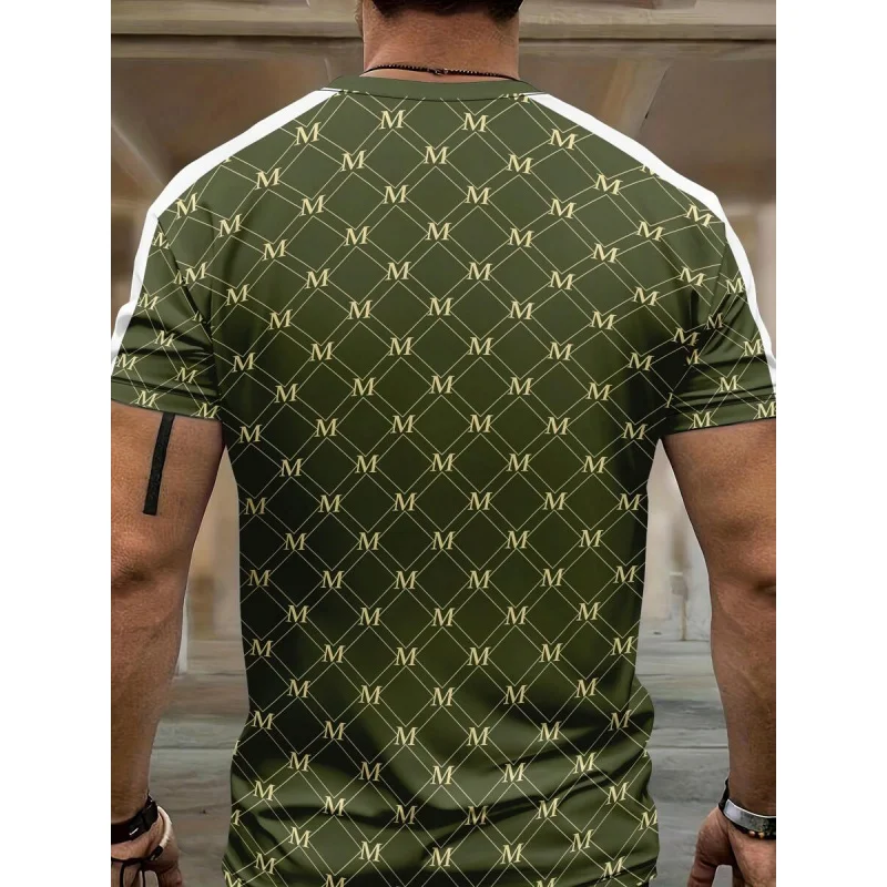 Men's Printed Short Sleeve T-Shirt And Shorts Set - Minimalist And Fashion, Suitable For Summer