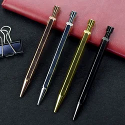 Stylos à bille hexagonaux en laiton avec bouton en métal, stylo Kawaii, accessoires de bureau, cadeaux de fête d'anniversaire, fournitures de papeterie pour étudiants, nouveau