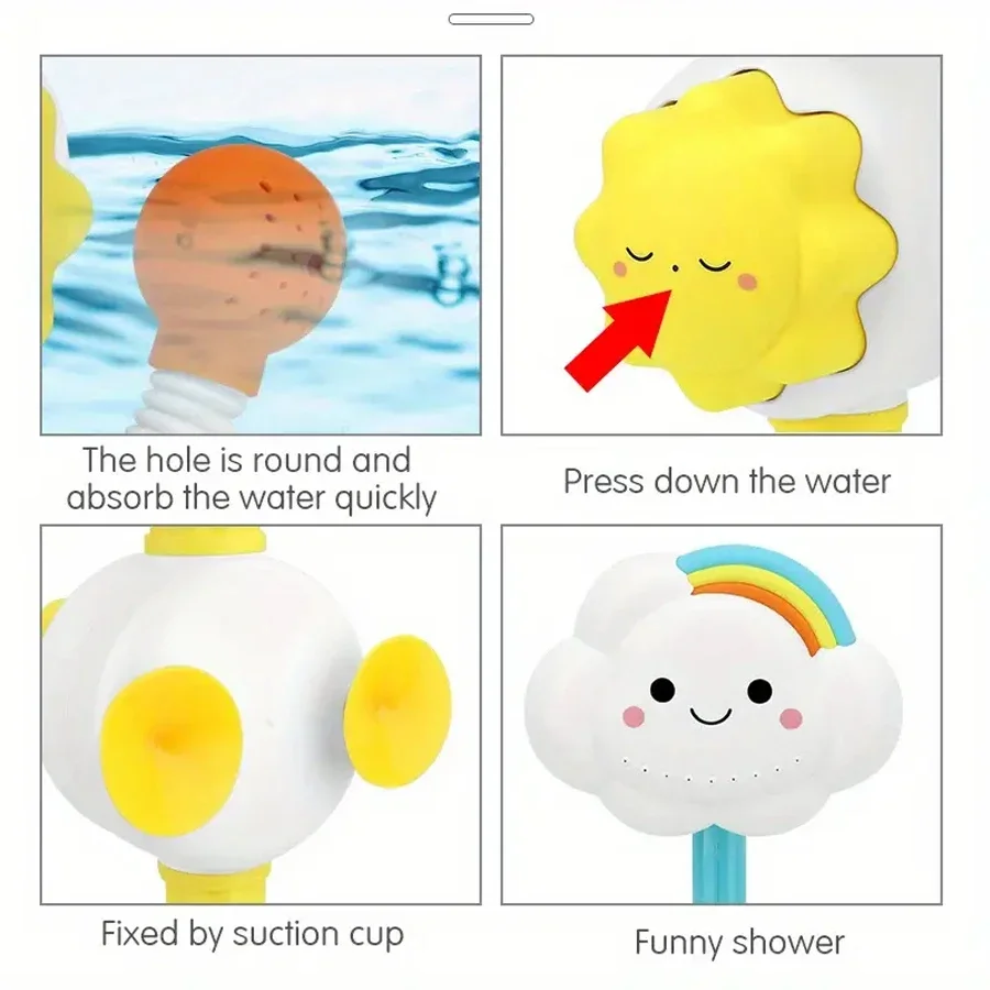 1 قطعة حمام الأطفال رذاذ عباد الشمس دش الصحافة المياه الصيف قوس قزح سحابة دش الحمام ألعاب مياه #6