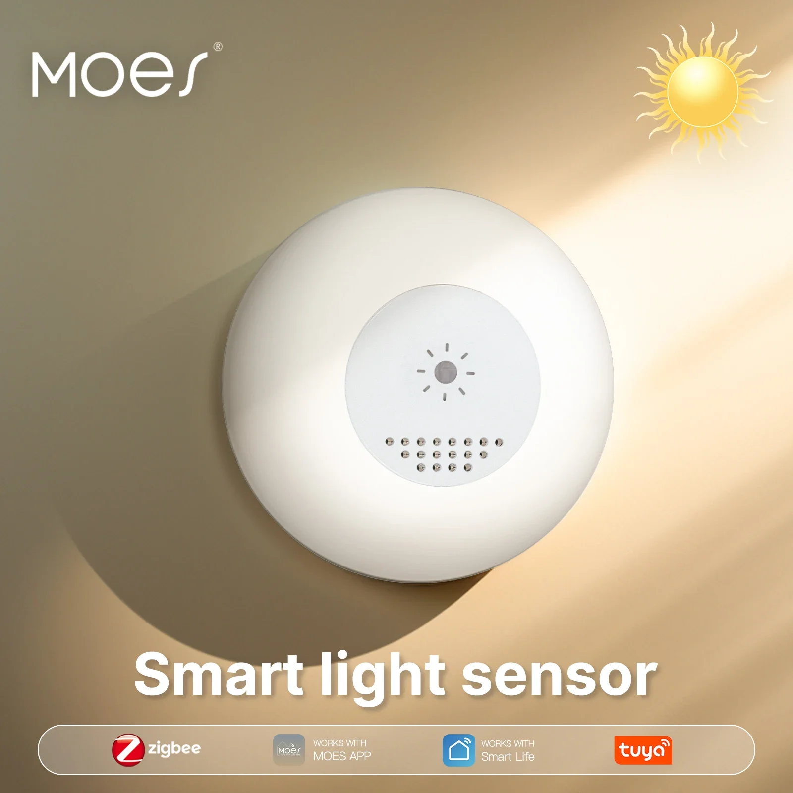 

MOES Tuya Zigbee Smart Light Sensor Illuminance Brightness Detection Home Lighting Automation Smart Home Detector APP Control