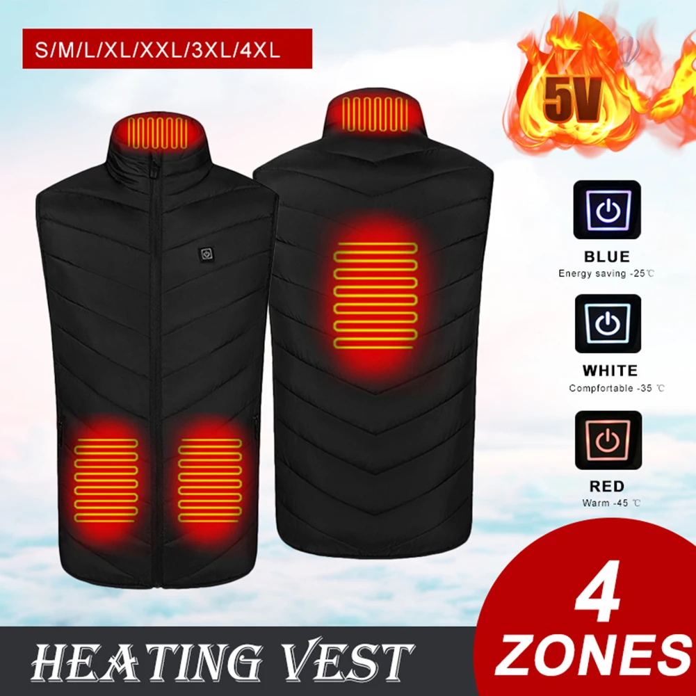 Men Heated Vest USB Heated Jacket Heating Vest Thermal Clothing Hunting Vest Winter Heating Jacket Plus Size 4XL