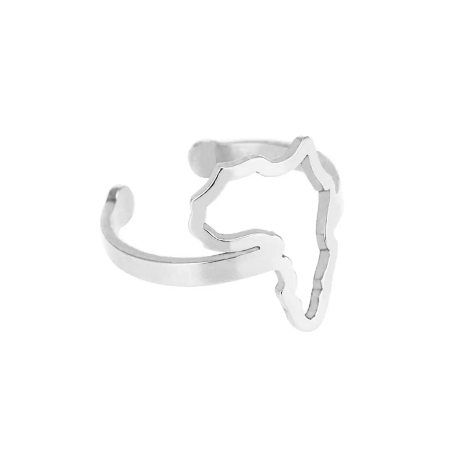 Edelstahl-Offener Ring mit Afrika-Karte, Finger-Ring mit afrikanischer Kontinent-Karte für Damen, Ethnischer Schmuck, Geschenk – Detail 4