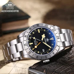 ADDIESDIVE Hot Sale GMT Quartz Watch Bubble Mirror Glass AD2036 Mens Dive Watches 20Bar Waterproof Super Luminous Man WristWatch