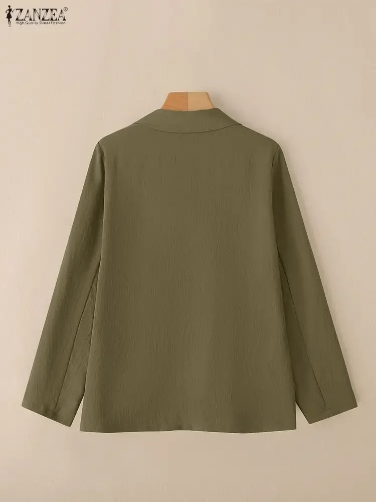 سترة أنيقة بأكمام طويلة من ZANZEA ملابس خارجية عصرية للسيدات لخريف 2025 أزرار غير رسمية معاطف خارجية للمكتب والشارع معاطف صلبة