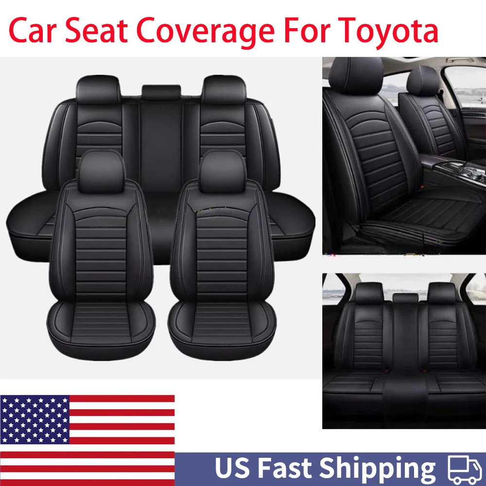 

Для Toyota чехол на автомобильное сиденье из искусственной кожи, полное покрытие, 5-местная передняя и задняя подушка, протектор, прочный, водонепроницаемый, против царапин