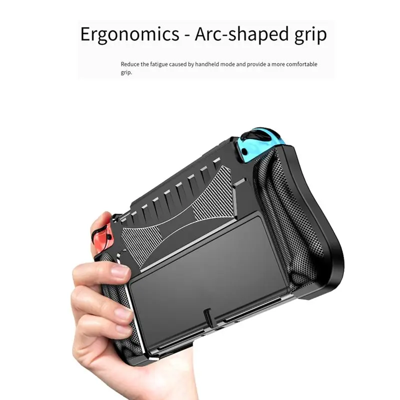 Well Made-For Switch OLED Dockable TPU Protective Case Anti Drop Wear Enhanced Grip Lightweight Accessory Bundle For Switch OLED