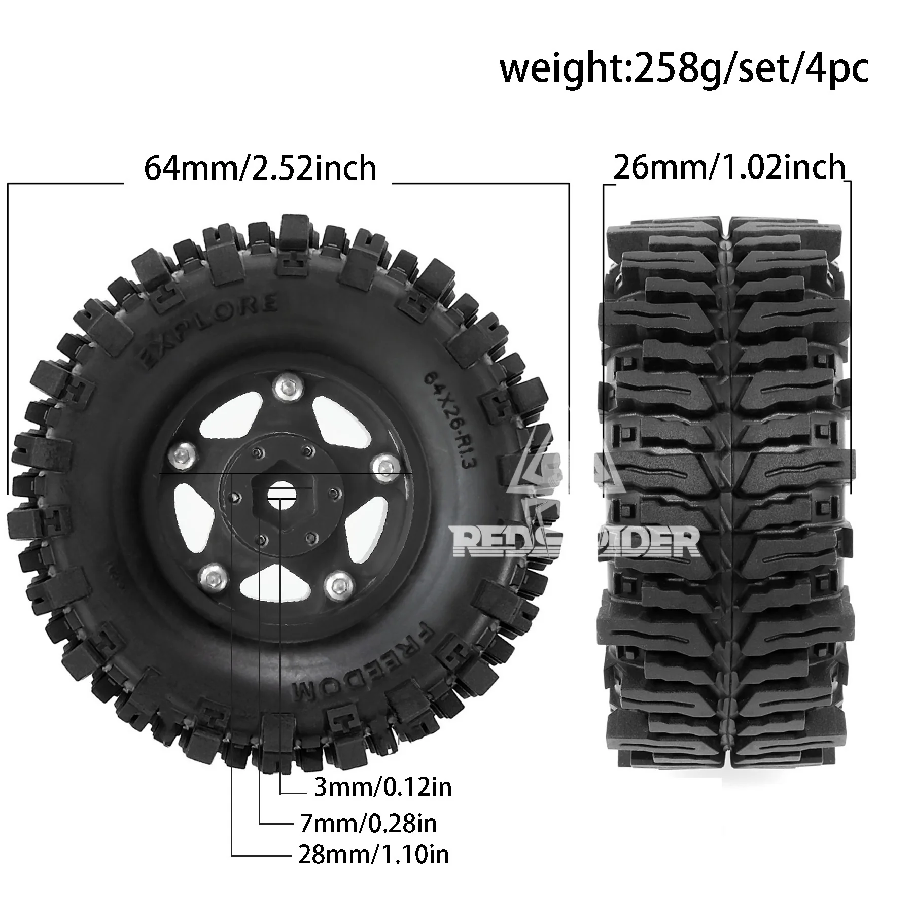 1.3 rodas e pneus Beadlock para carro rastreador RC 1/18 TRX4M FCX18,1/24 SCX24 FCX24, rodas e pneus de caminhão RC