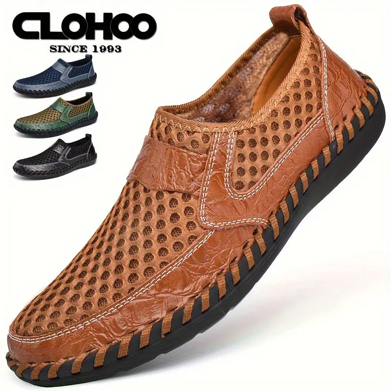 CLOHOO Hand-Sewn Casual Mesh Men's Shoes Comfortable Breathable Upper Fabric Durable Stitching Lightweight Footwear