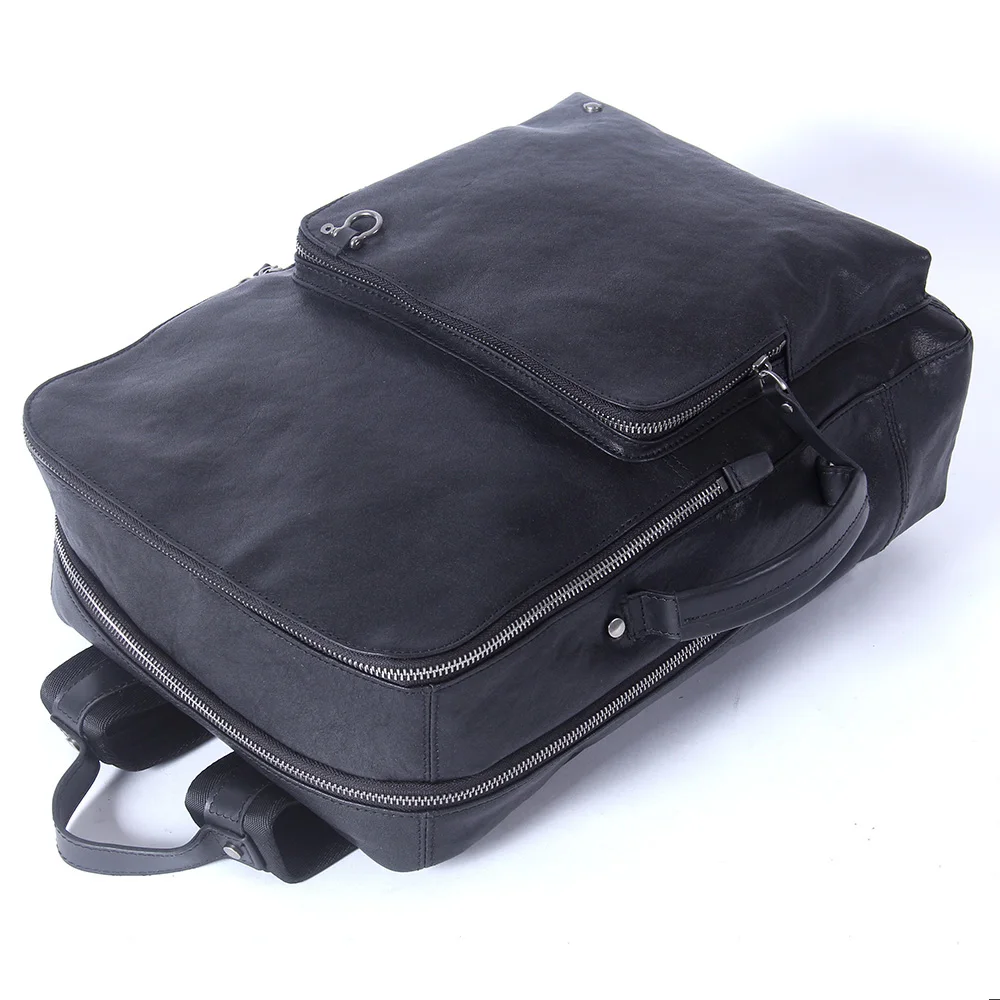 S.WORKER Lässiger Rucksack aus echtem Leder für Herren, 15-Zoll-Laptop-Rucksack aus Rindsleder, handgefertigt, modischer Preppy-Stil, Schultasche, Tagesrucksack – Detail 11