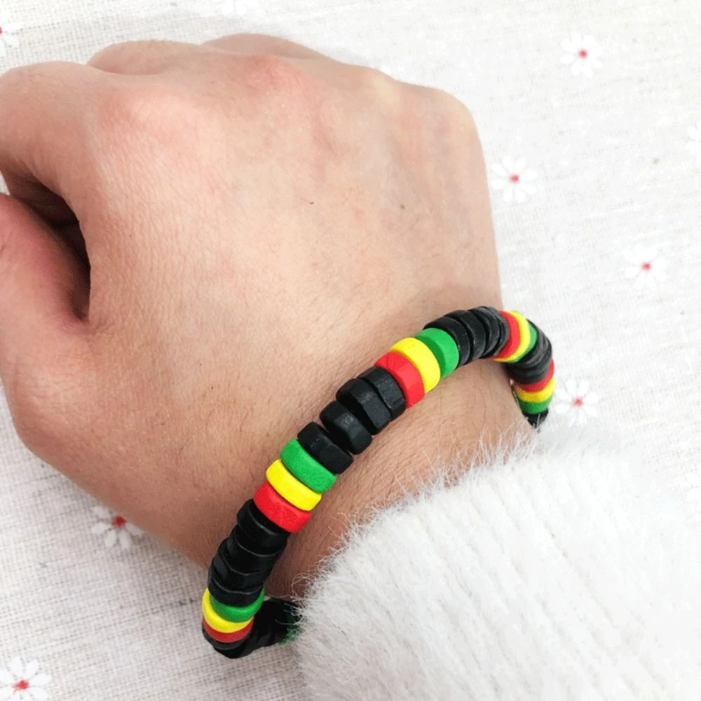 Red Yellow Green Black Rasta Reggae Punk Hiphop Necklace and Bracelet Jewelry Set Glass Seed Beads Black Africa Fashion Jewelry