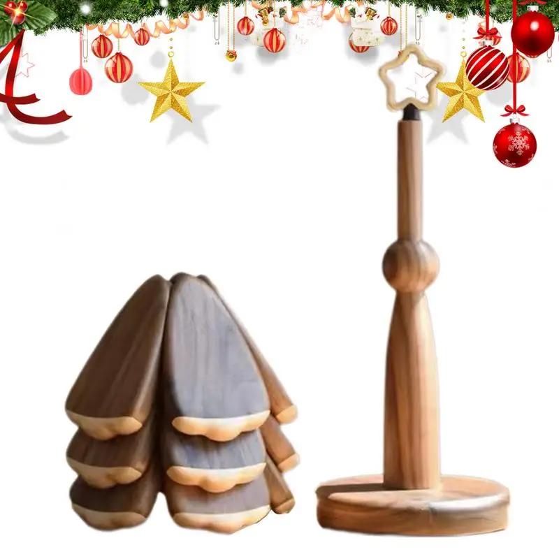 Christmas Tree Coasters Wooden Anti-scalding Christmas Tree Foldable Coasters Home Dining Table Insulation Pad Scalding-proof