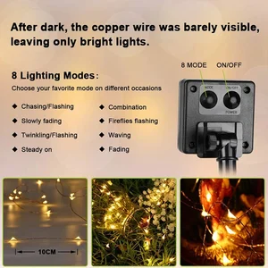 300led luzes de corda solares ao ar livre à prova dwaterproof água fio cobre luzes fadas 8 modos adequado para festa casamento decoração natal 8 principais vendas lâmpada casamento - №1