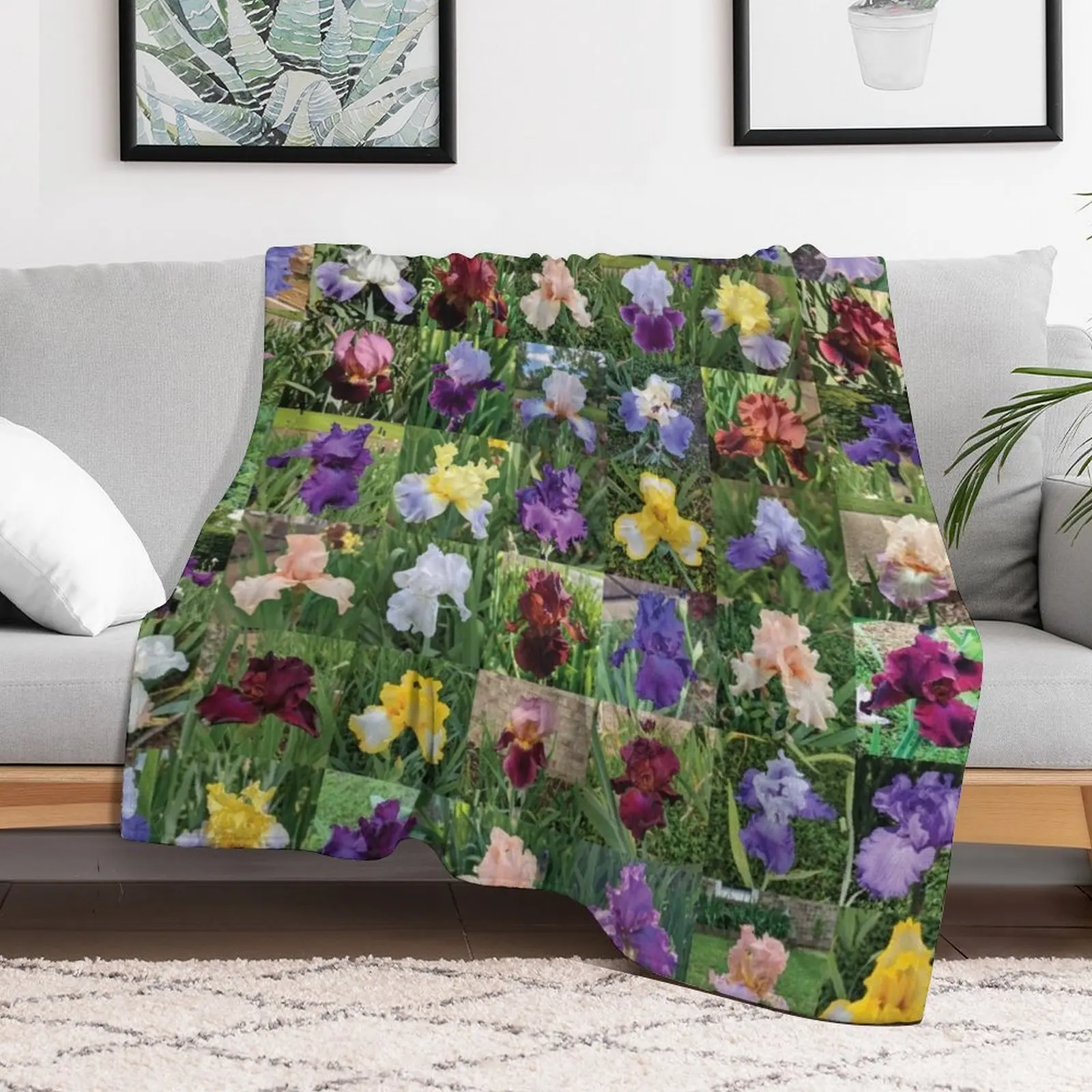 

Aunt Bev's Iris Garden Throw Blanket Winter beds Sofa Throw Flannel Blankets