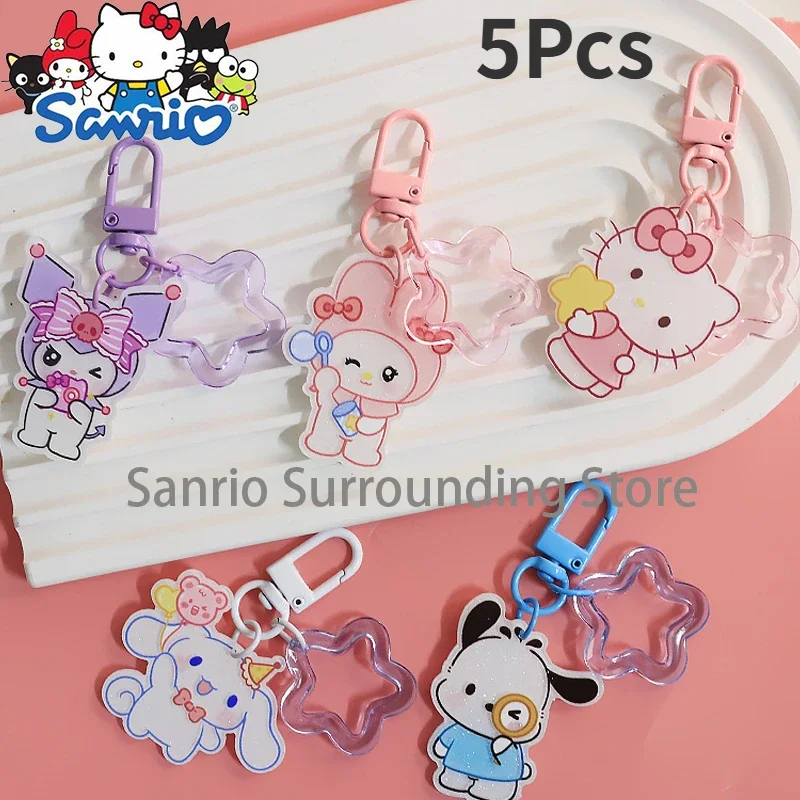 5 Style Sanrio Kawaii Keychain Decoration Cartoon Hello Kitty My Melody Kuromi Backpack Pendant Accessories Children's Toy Gifts