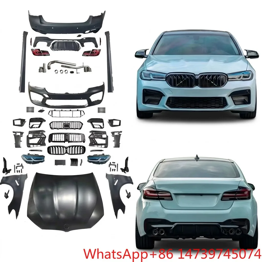 2011-2017 F10 F18 5 Series 2021 G30 G38 M5 Style Body Kit, Hood Fender Lamp Bumper Side Skirt Parts