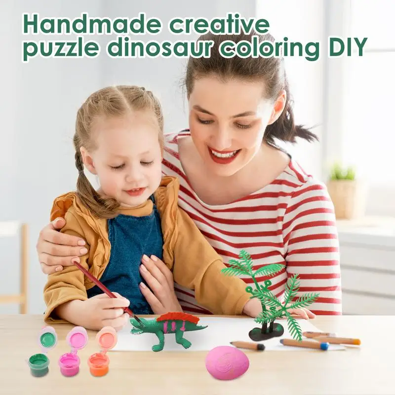 

Dinosaur Painting Craft Clay Painting Set For Kids With Paint Brush Paint Dinosaur Kit Paintable Figurines Graffiti Toy Gift