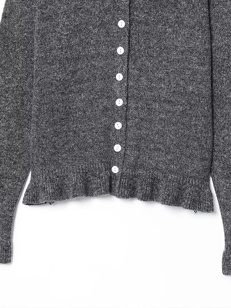 Veste tricotée à manches longues pour femmes, style européen et américain, nouvelle tendance de la mode, vêtements décontractés pour femmes, revers décoratif superposé