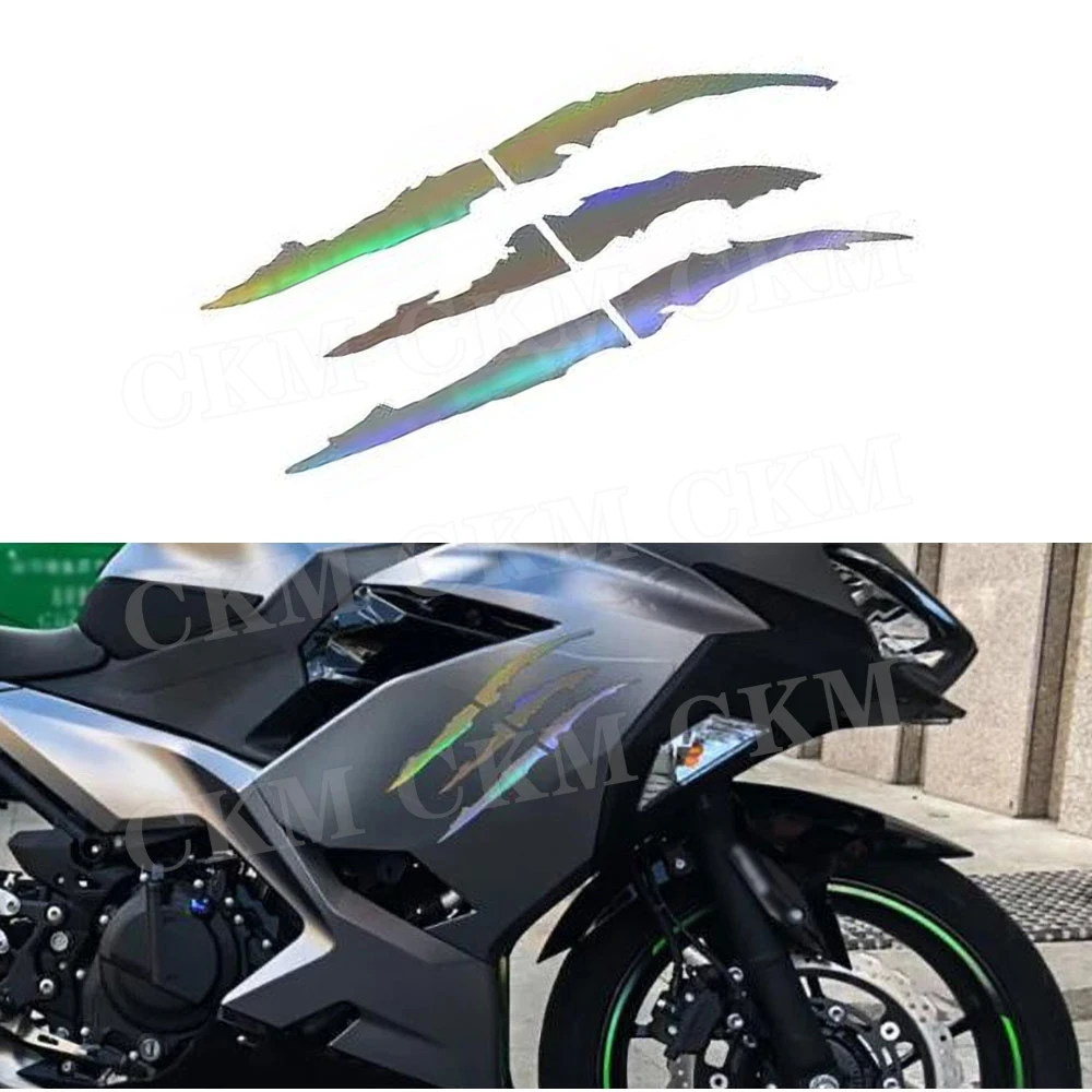 Laser Motorcycle Car Sticker Universal Monster Claw Scratched Stripe Decal Marker Reflective Waterproof Moto Decoration