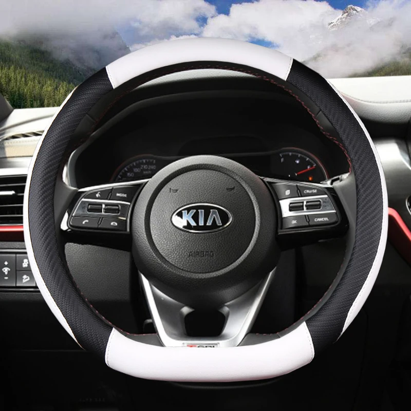 Pu leder d form auto lenkrad abdeckung für kia k5 2021 ceed gt stonic gehen sportage 2021 2020 2019 2018 2017 gt sport – Detail 5