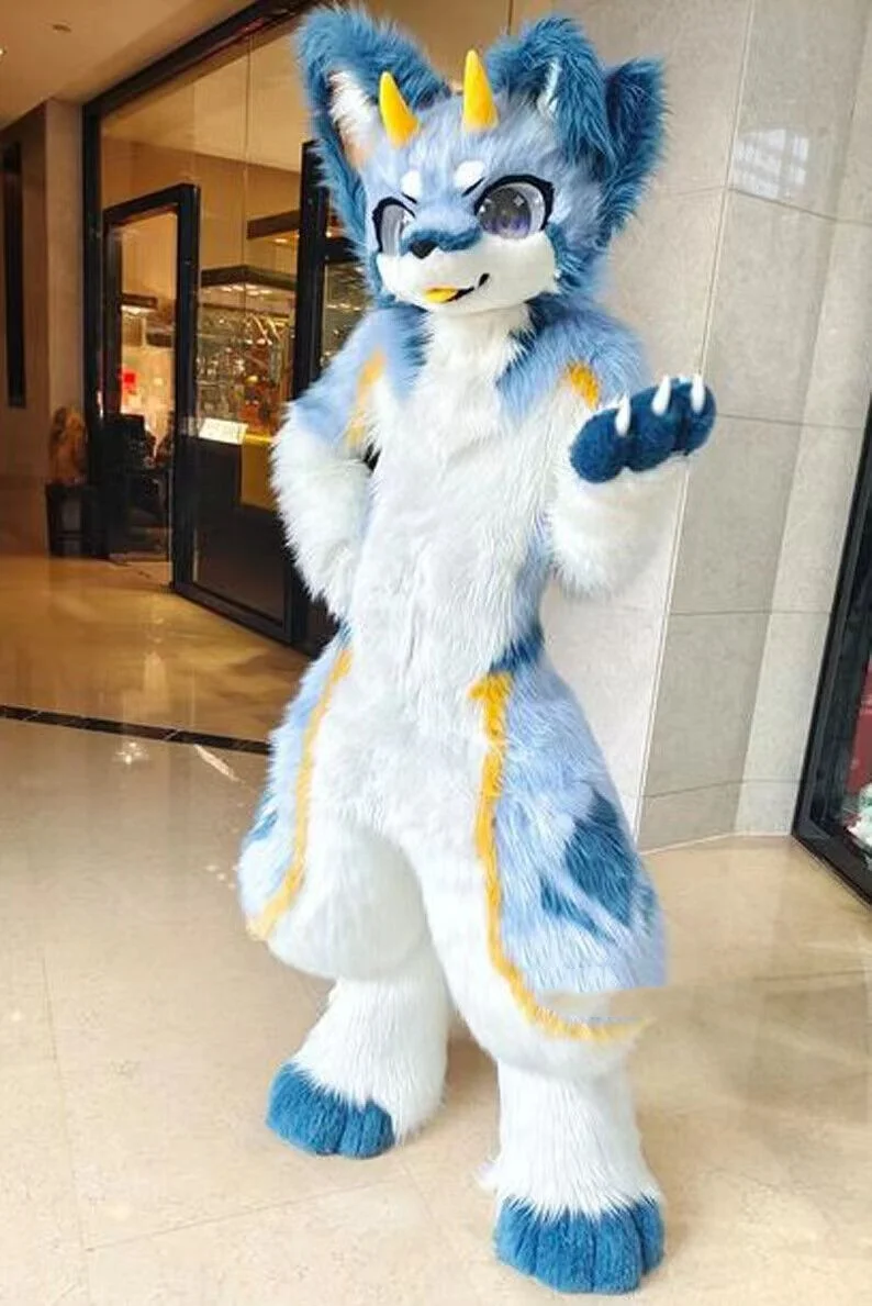 fursuit mascot costume Adult Cosplay Halloween husky camouflage props fox birthday party carnival